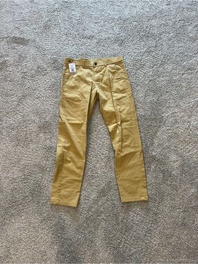 Men's Plaid and PlainSlim Straight Tan Pants 30-28